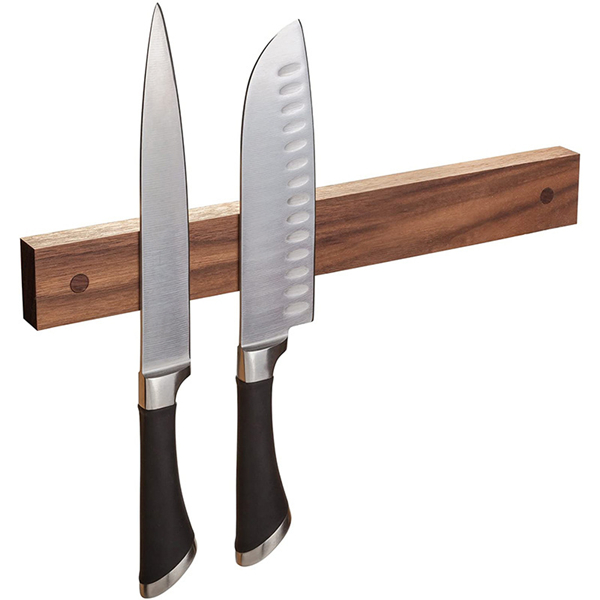 Porta cuchillos magnético de madera de nogal 4